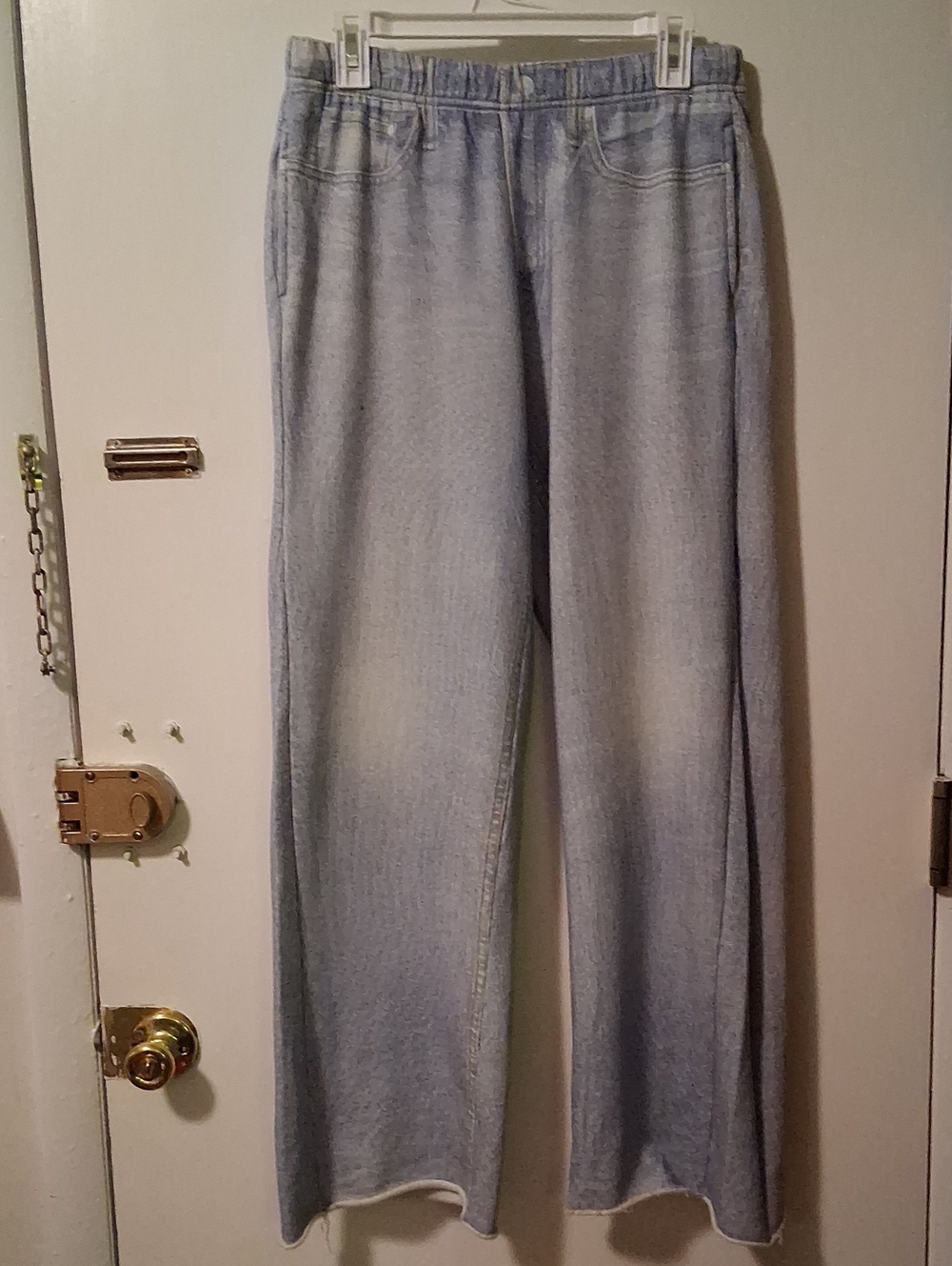 Elan Light Blue Wide-Leg 100% Cotton "Jeans" with Elastic Waist